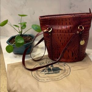 Brahmin Deep Berry Shade Leather Shoulder Bag